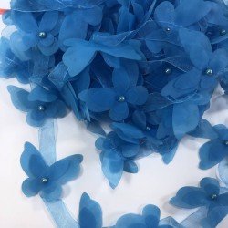 Turkuaz Renk Lazer Kesim Kelebek Şerit-LKT-1112