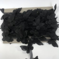 Siyah Renk Lazer Kesim Kelebek Şerit-LKT-1113