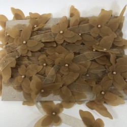 Hardal Renk Lazer Kesim Kelebek Şerit-LKT-1114