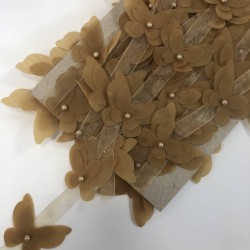 Hardal Renk Lazer Kesim Kelebek Şerit-LKT-1114