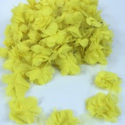Koyu Sarı Gül Lazer Kesim Çiçek 1 Metre 12-13 Adet Organze Tül Kenar Süsü Tekstil Tasarım Kumaşı Yapay Süs-LKT-1116