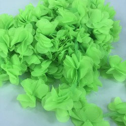 Neon Yeşil Gül Lazer Kesim Çiçek 1 Metre 12-13 Adet Organze Tül Kenar Süsü Tekstil Tasarım Kumaşı Yapay Süs-LKT-1120