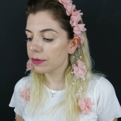 Pudra Lazer Kesim Çiçekli Taç-LKTC-1001