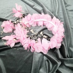 Pembe Lazer Kesim Çiçekli Taç-LKTC-1003