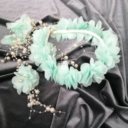 Su Yeşili Lazer Kesim Çiçekli Taç-LKTC-1004