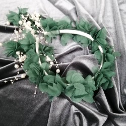 Yeşil Lazer Kesim Çiçekli Taç-LKTC-1005