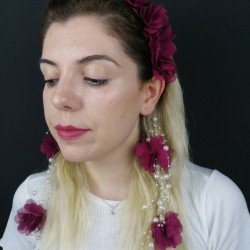 Bordo Lazer Kesim Çiçekli Taç-LKTC-1007 Bordo Lazer Kesim Çiçekli Taç-LKTC-1007