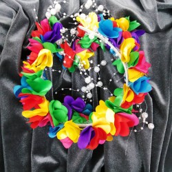 Renkli Lazer Kesim Çiçekli Taç-LKTC-1011
