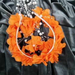 Turuncu Lazer Kesim Çiçekli Taç-LKTC-1013