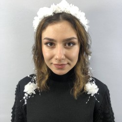 Beyaz Lazer Kesim İncili Taç-LKTC-1017 Beyaz Lazer Kesim İncili Taç-LKTC-1017