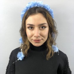 Bebe Mavi Lazer Kesim İncili Taç-LKTC-1019 Bebe Mavi Lazer Kesim İncili Taç-LKTC-1019