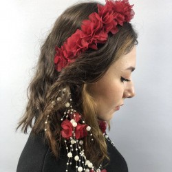 Bordo Lazer Kesim İncili Taç-LKTC-1024 Bordo Lazer Kesim İncili Taç-LKTC-1024