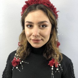 Bordo Lazer Kesim İncili Taç-LKTC-1024 Bordo Lazer Kesim İncili Taç-LKTC-1024