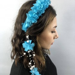 Turkuaz Lazer Kesim İncili Taç-LKTC-1027