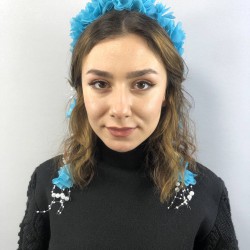 Turkuaz Lazer Kesim İncili Taç-LKTC-1027