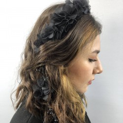 Siyah Lazer Kesim İncili Taç-LKTC-1028