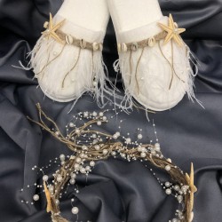 Deniz Yıldızlı Lohusa Terliği Ve Hasırlı Taç-LOH-1012 Deniz Yıldızlı Lohusa Terliği Ve Hasırlı Taç-LOH-1012