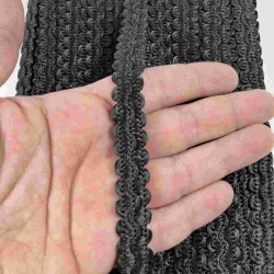 Siyah Loopera Dense Knit Kabartmalı Dekoratif Şerit &ndash; Premium El İşi S&uuml;sleme 1 Metre-LOOPERA-1