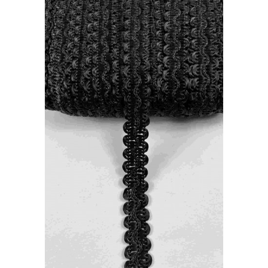 Siyah Loopera Dense Knit Kabartmalı Dekoratif Şerit &ndash; Premium El İşi S&uuml;sleme 1 Metre-LOOPERA-1