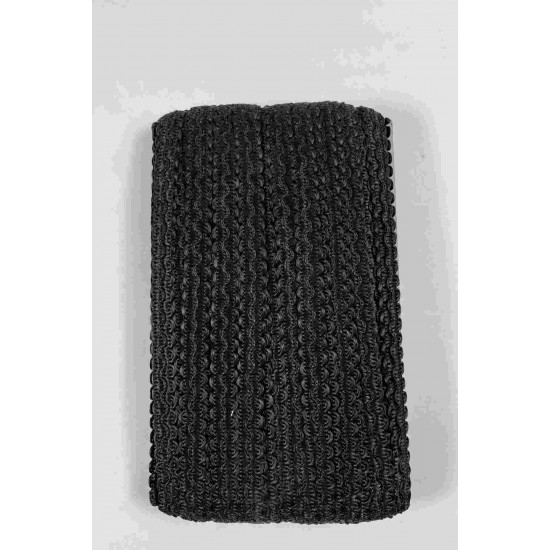 Siyah Loopera Dense Knit Kabartmalı Dekoratif Şerit &ndash; Premium El İşi S&uuml;sleme 1 Metre-LOOPERA-1