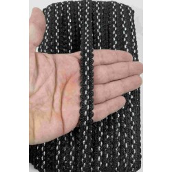 Siyah G&uuml;m&uuml;ş Loopera Dense Knit Kabartmalı Dekoratif Şerit &ndash; Premium El İşi S&uuml;sleme 1 Metre-LOOPERA-10