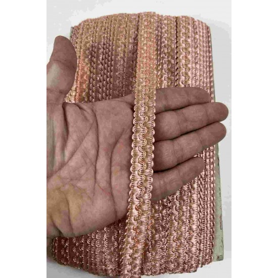 Bakır Rengi Loopera Dense Knit Kabartmalı Dekoratif Şerit &ndash; Premium El İşi S&uuml;sleme 1 Metre-LOOPERA-11