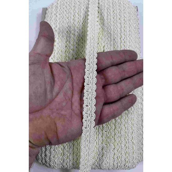 Mat Krem Loopera Dense Knit Kabartmalı Dekoratif Şerit &ndash; Premium El İşi S&uuml;sleme 1 Metre-LOOPERA-13