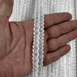 Beyaz Loopera Dense Knit Kabartmalı Dekoratif Şerit &ndash; Premium El İşi S&uuml;sleme 1 Metre-LOOPERA-14