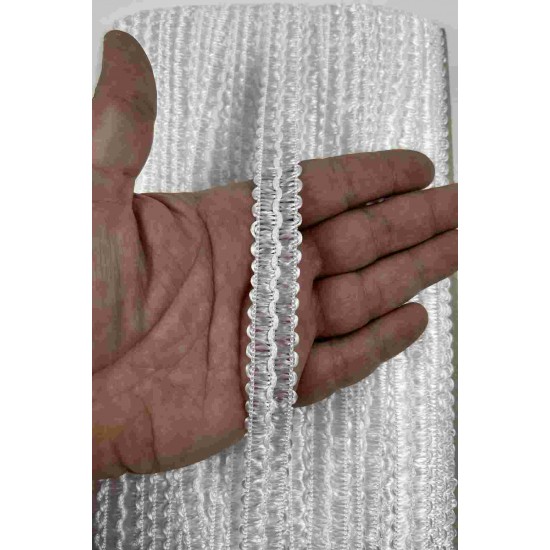 Beyaz Loopera Dense Knit Kabartmalı Dekoratif Şerit &ndash; Premium El İşi S&uuml;sleme 1 Metre-LOOPERA-14