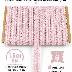 A&ccedil;ık Pudra Loopera Dense Knit Kabartmalı Dekoratif Şerit &ndash; Premium El İşi S&uuml;sleme 1 Metre-LOOPERA-15