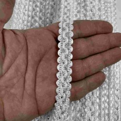 Beyaz G&uuml;m&uuml;ş Loopera Dense Knit Kabartmalı Dekoratif Şerit &ndash; Premium El İşi S&uuml;sleme 1 Metre-LOOPERA-16