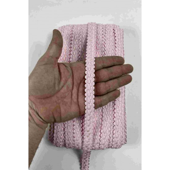 Pudra Loopera Dense Knit Kabartmalı Dekoratif Şerit &ndash; Premium El İşi S&uuml;sleme 1 Metre-LOOPERA-18