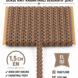 A&ccedil;ık Kahve Loopera Dense Knit Kabartmalı Dekoratif Şerit &ndash; Premium El İşi S&uuml;sleme 1 Metre-LOOPERA-2