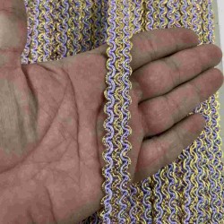 Lila Sarı Loopera Dense Knit Kabartmalı Dekoratif Şerit &ndash; Premium El İşi S&uuml;sleme 1 Metre-LOOPERA-21