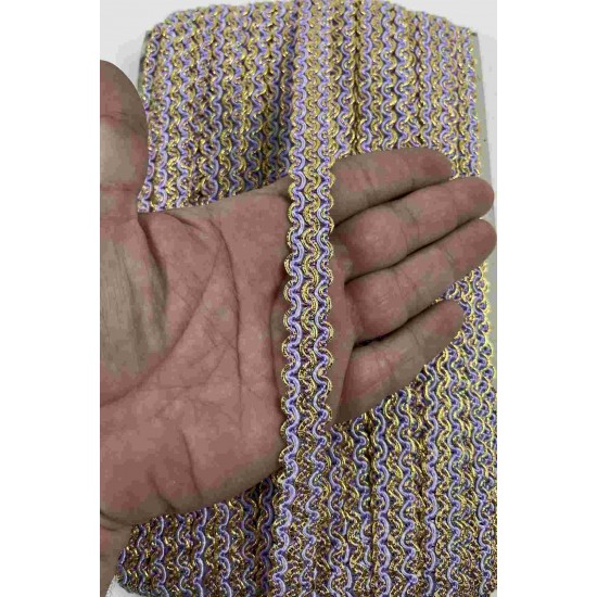 Lila Sarı Loopera Dense Knit Kabartmalı Dekoratif Şerit &ndash; Premium El İşi S&uuml;sleme 1 Metre-LOOPERA-21