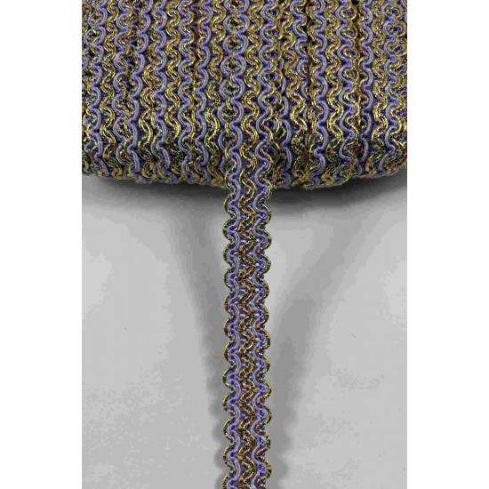 Lila Sarı Loopera Dense Knit Kabartmalı Dekoratif Şerit &ndash; Premium El İşi S&uuml;sleme 1 Metre-LOOPERA-21