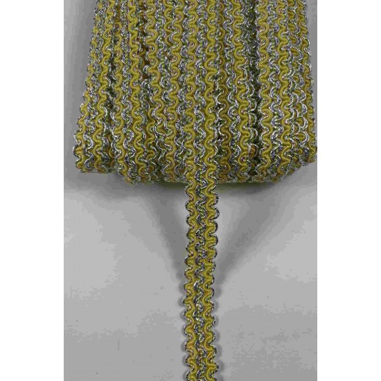 Sarı G&uuml;m&uuml;ş Loopera Dense Knit Kabartmalı Dekoratif Şerit &ndash; Premium El İşi S&uuml;sleme 1 Metre-LOOPERA-23