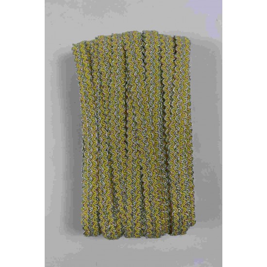 Sarı G&uuml;m&uuml;ş Loopera Dense Knit Kabartmalı Dekoratif Şerit &ndash; Premium El İşi S&uuml;sleme 1 Metre-LOOPERA-23