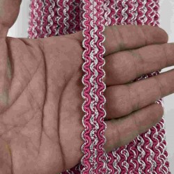Fuşya G&uuml;m&uuml;ş Loopera Dense Knit Kabartmalı Dekoratif Şerit &ndash; Premium El İşi S&uuml;sleme 1 Metre-LOOPERA-24