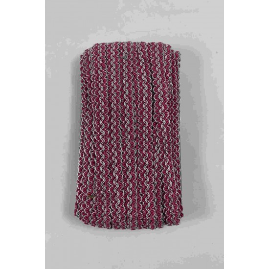 Fuşya G&uuml;m&uuml;ş Loopera Dense Knit Kabartmalı Dekoratif Şerit &ndash; Premium El İşi S&uuml;sleme 1 Metre-LOOPERA-24
