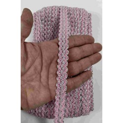 Pembe G&uuml;m&uuml;ş Loopera Dense Knit Kabartmalı Dekoratif Şerit &ndash; Premium El İşi S&uuml;sleme 1 Metre-LOOPERA-25
