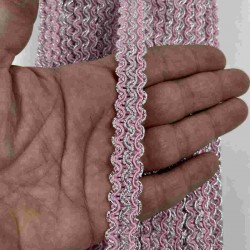 Pembe G&uuml;m&uuml;ş Loopera Dense Knit Kabartmalı Dekoratif Şerit &ndash; Premium El İşi S&uuml;sleme 1 Metre-LOOPERA-25