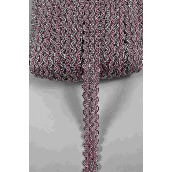 Pembe G&uuml;m&uuml;ş Loopera Dense Knit Kabartmalı Dekoratif Şerit &ndash; Premium El İşi S&uuml;sleme 1 Metre-LOOPERA-25