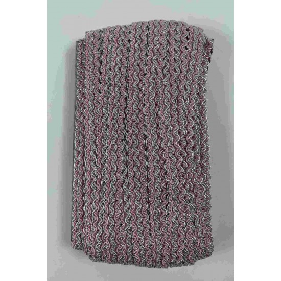Pembe G&uuml;m&uuml;ş Loopera Dense Knit Kabartmalı Dekoratif Şerit &ndash; Premium El İşi S&uuml;sleme 1 Metre-LOOPERA-25