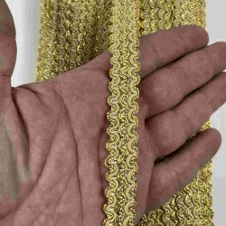 Gold Bej Loopera Dense Knit Kabartmalı Dekoratif Şerit &ndash; Premium El İşi S&uuml;sleme 1 Metre-LOOPERA-26