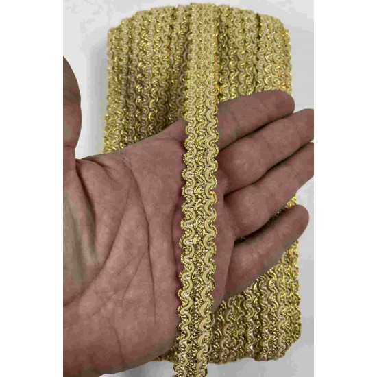 Gold Bej Loopera Dense Knit Kabartmalı Dekoratif Şerit &ndash; Premium El İşi S&uuml;sleme 1 Metre-LOOPERA-26