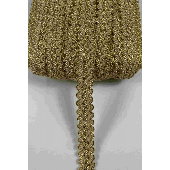 Gold Bej Loopera Dense Knit Kabartmalı Dekoratif Şerit &ndash; Premium El İşi S&uuml;sleme 1 Metre-LOOPERA-26