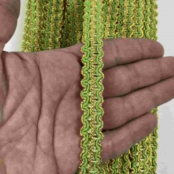 Yeşil Gold Loopera Dense Knit Kabartmalı Dekoratif Şerit &ndash; Premium El İşi S&uuml;sleme 1 Metre-LOOPERA-27