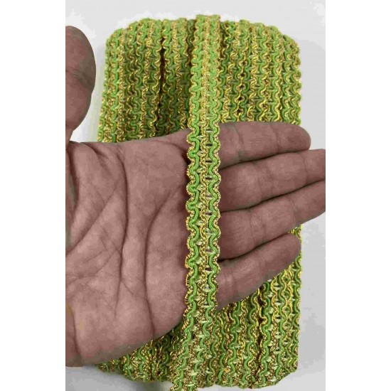 Yeşil Gold Loopera Dense Knit Kabartmalı Dekoratif Şerit &ndash; Premium El İşi S&uuml;sleme 1 Metre-LOOPERA-27