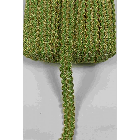 Yeşil Gold Loopera Dense Knit Kabartmalı Dekoratif Şerit &ndash; Premium El İşi S&uuml;sleme 1 Metre-LOOPERA-27